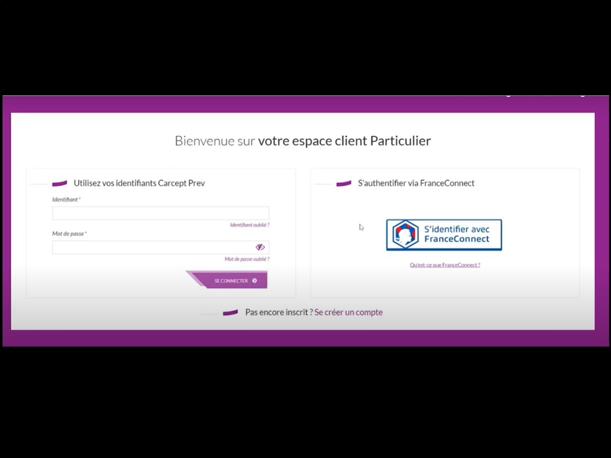 Compte Carcept Prev Créer son compte particulier Carcept Prev
